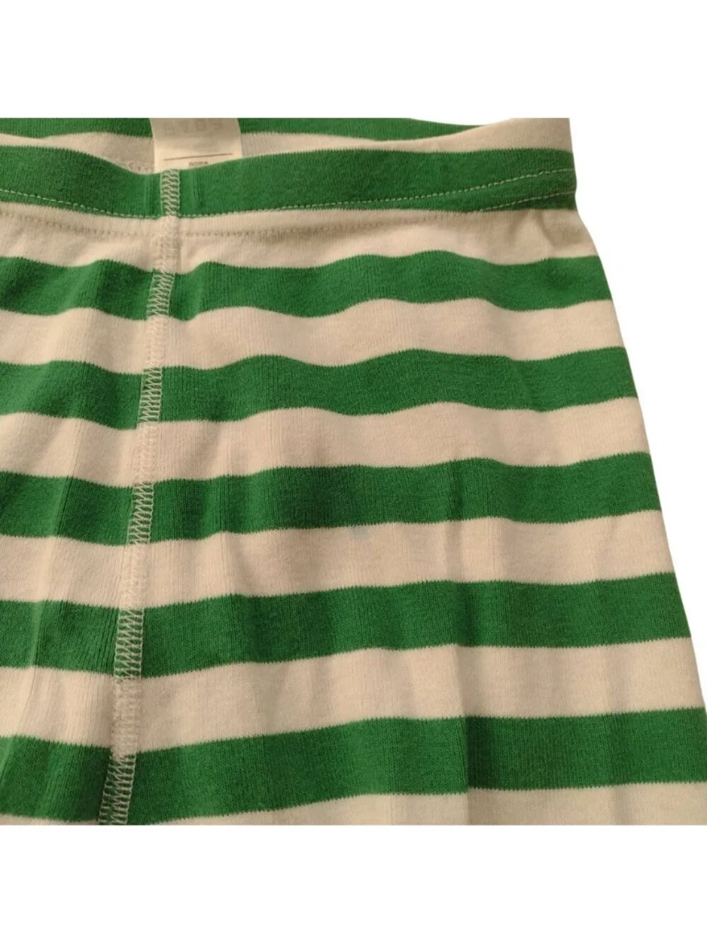 Hanna Andersson Christmas Stripe Pajamas Sz 6-7 Green White Long John Cotton Pjs